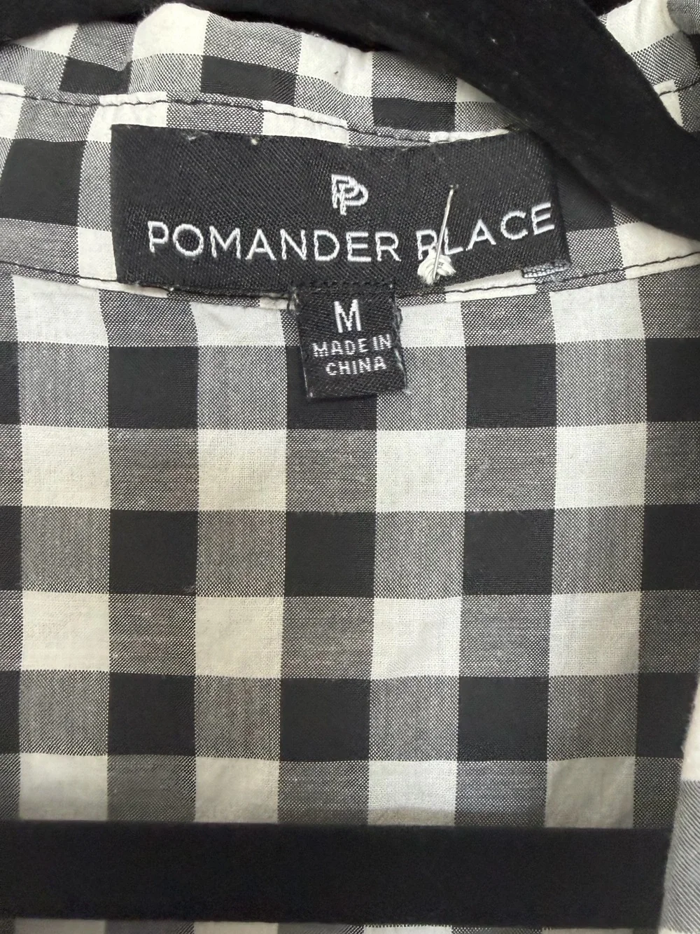 Pomander Place Black & White Gingham Button Front Shirt Dress, Size Medium